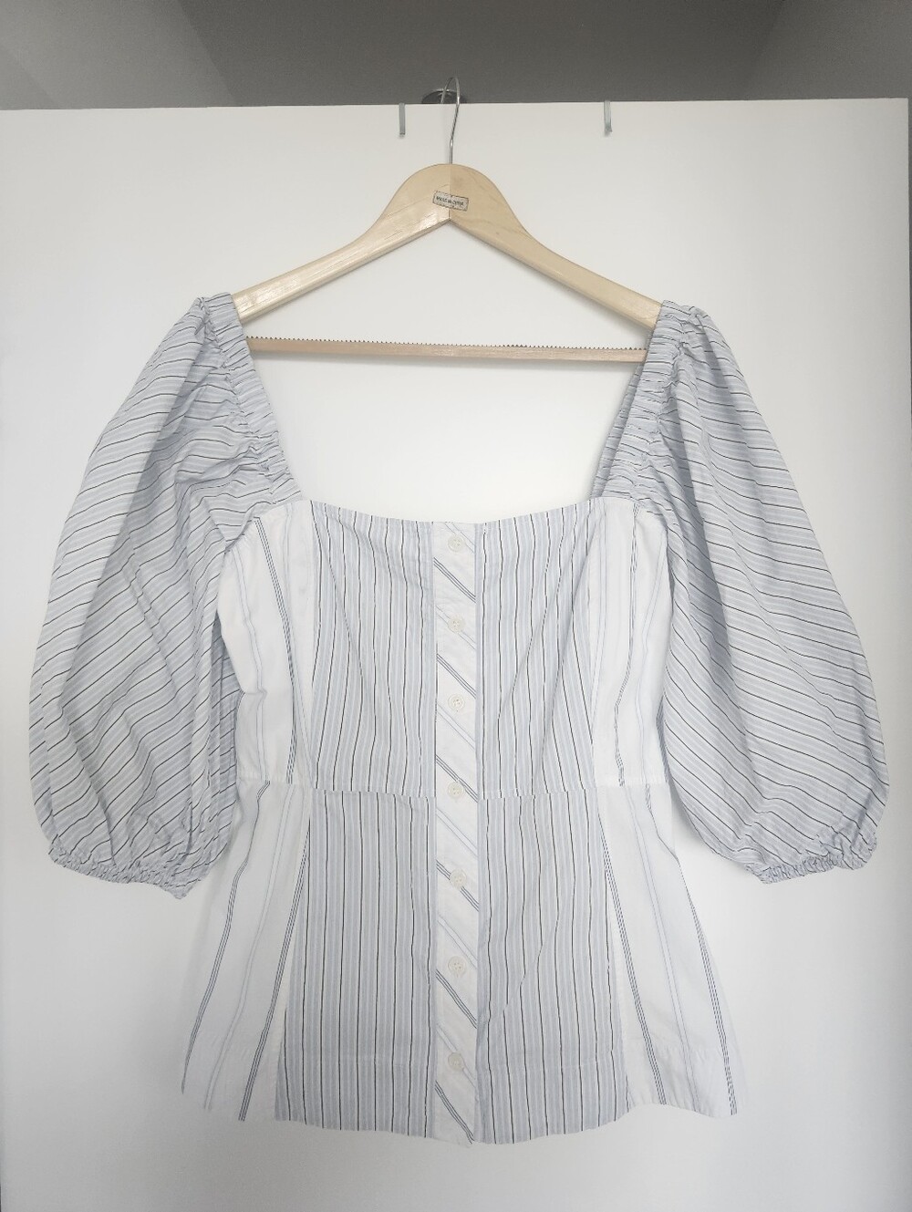 Ganni Striped Cotton Poplin Button Down Shirt